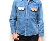 TWIN PEAKS blue 70s DENIM long sleeve cotton button up