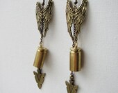 Wing Earrings Metal Feather Bullet Casing Arrowhead