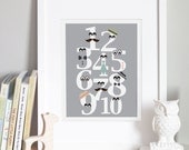Numbers Nursery Art Print - 'Mister Numbers' 8x10