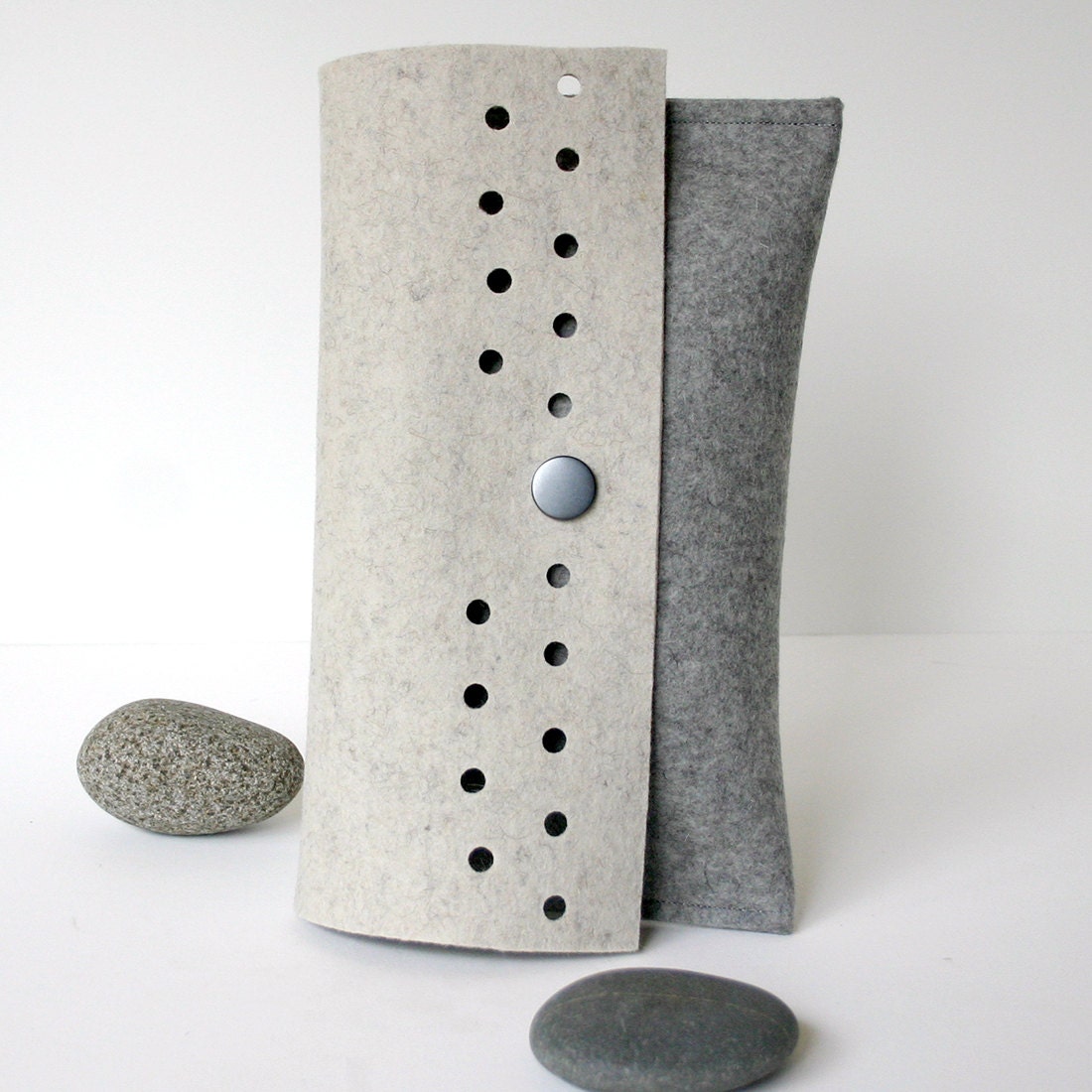 Felt Clutch in Sandstone and Gray Merino Wool