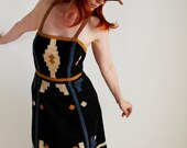 Black Brown Tribal Sundress. Day Dress. Native Design. Boho. Southwest. Summer Cotton Dress. Size Medium