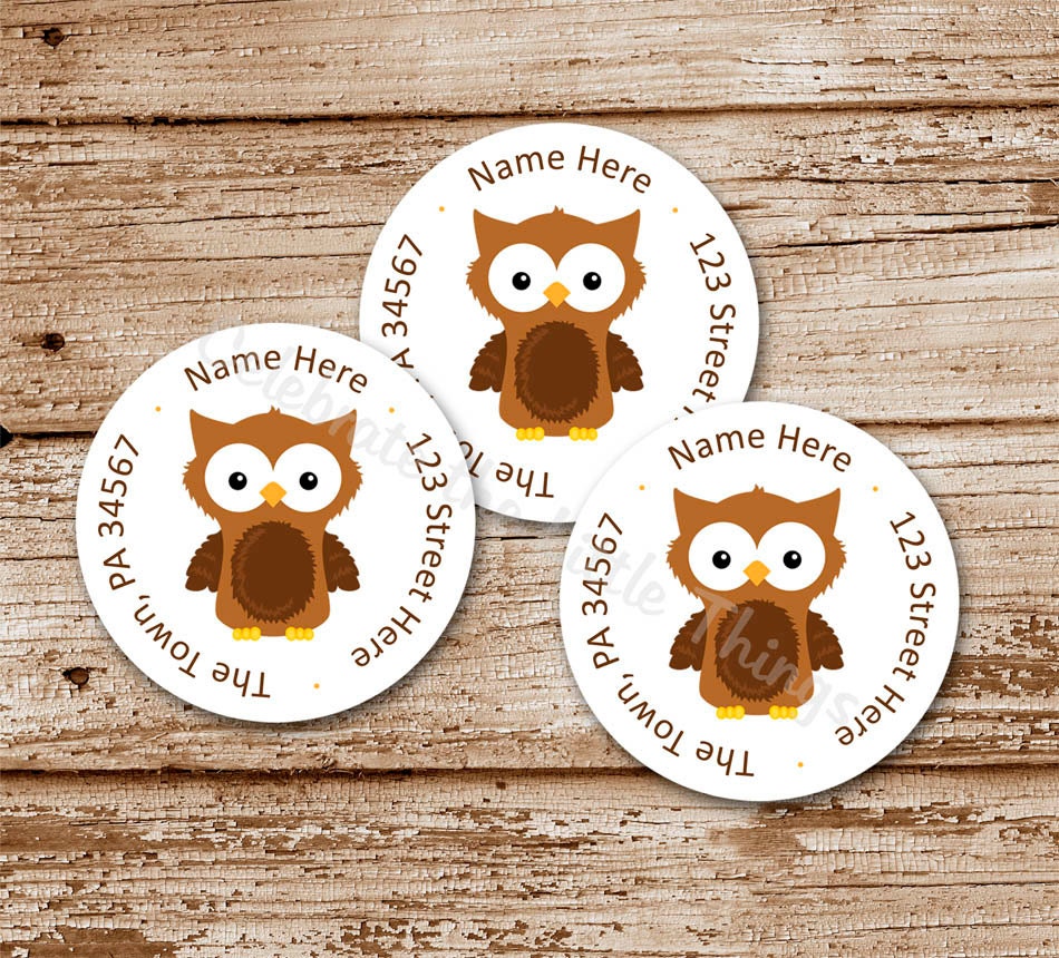 SET of 20 Brown OWL Return Address Labels, Stickers - Printed Il_170x135