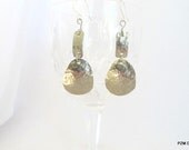 Hammered silver earrings. silvertone dangle earrings, modern metal jewelry, gift under 30