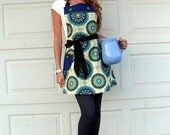 Reversible Full Apron Retro Modern in Blues and Greens