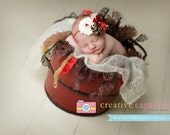 Wild about the Holidays -vintage inspired crimson, ivory and animal print chiffon flower and rosette headband