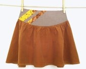 Ruffle Skirt, Brown Yellow Flower Houndstooth, Elastic Back
