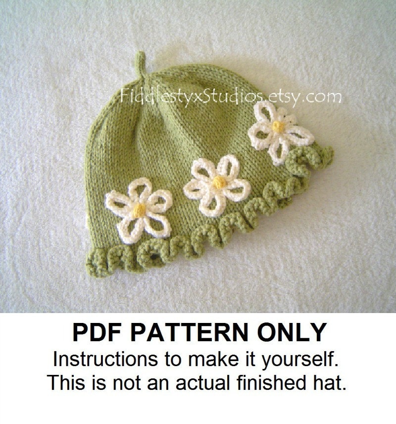 PDF KNITTING PATTERN - Baby Girl Hat Knitting Pattern - Daisy Cloche (Newborn Infant Toddler Child sizes) Children Spring Knitting Pattern
