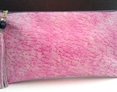 Pink Textured Leather Clutch