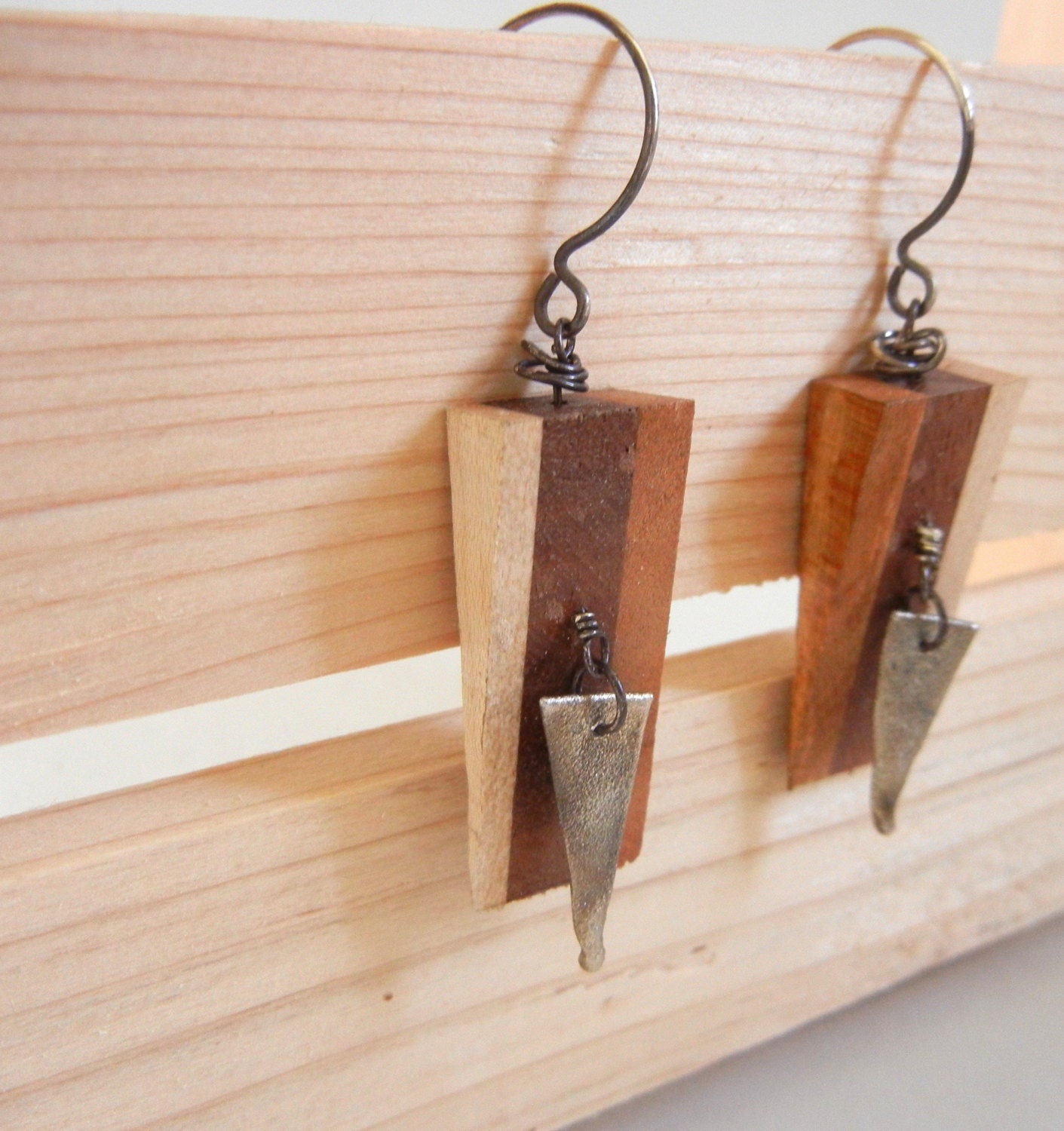 cherry purpleheart maple striped purple white earrings