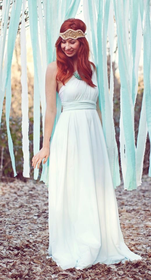 Sea goddess Mint Chiffon Octopus Infinity Wedding Gown, Bridesmaids