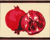 POMEGRANATES Linocut Hand Pulled ORIGINAL Print