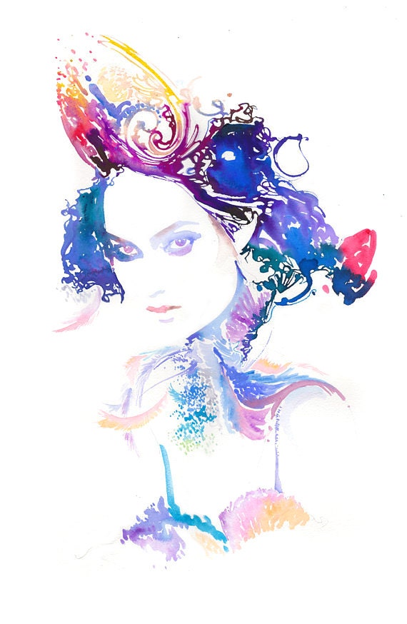 Original Watercolour Fashion Illustration. Titled: Valentino