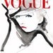 Fashion Illustration, Watercolor, Print 13" x 19" - Vogue Cover Red Black White