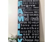 In Our Family we... Family Rules Sign -Typography Word Art Sign -Distressed on Wood- Pick your colors