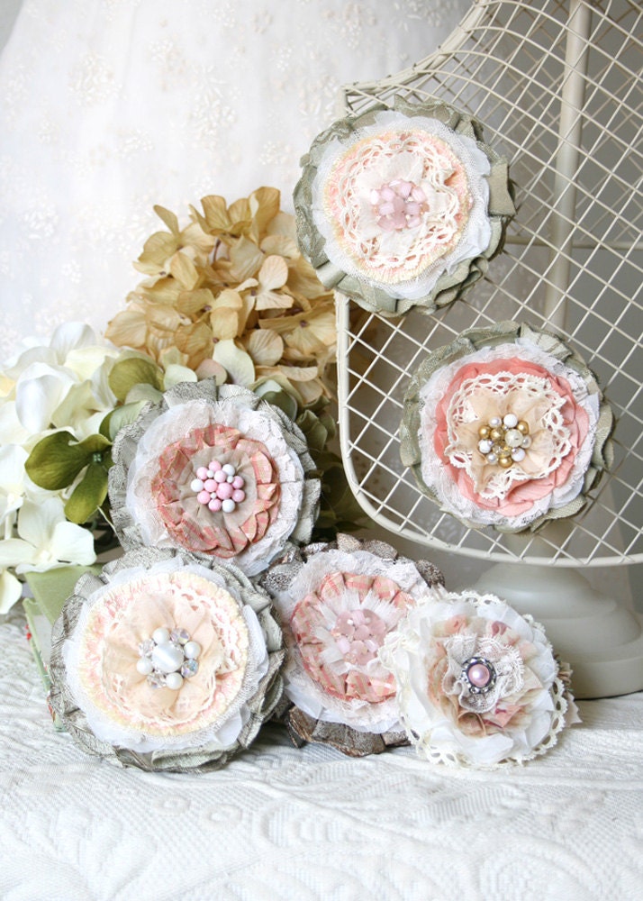 Fabric Flower Corsage Dress Pins, MADE TO ORDER Wedding Corsages for Bridesmaids, Flower Girls, Brides