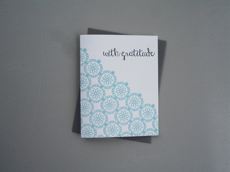 Be Grateful with this letterpress printed "With gratitude" Card