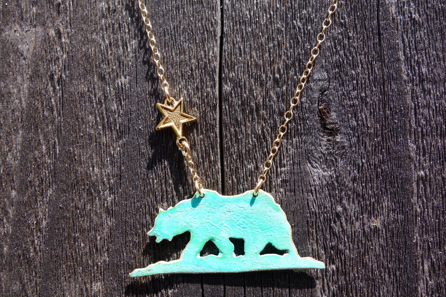 California Bear Necklace Handcrafted