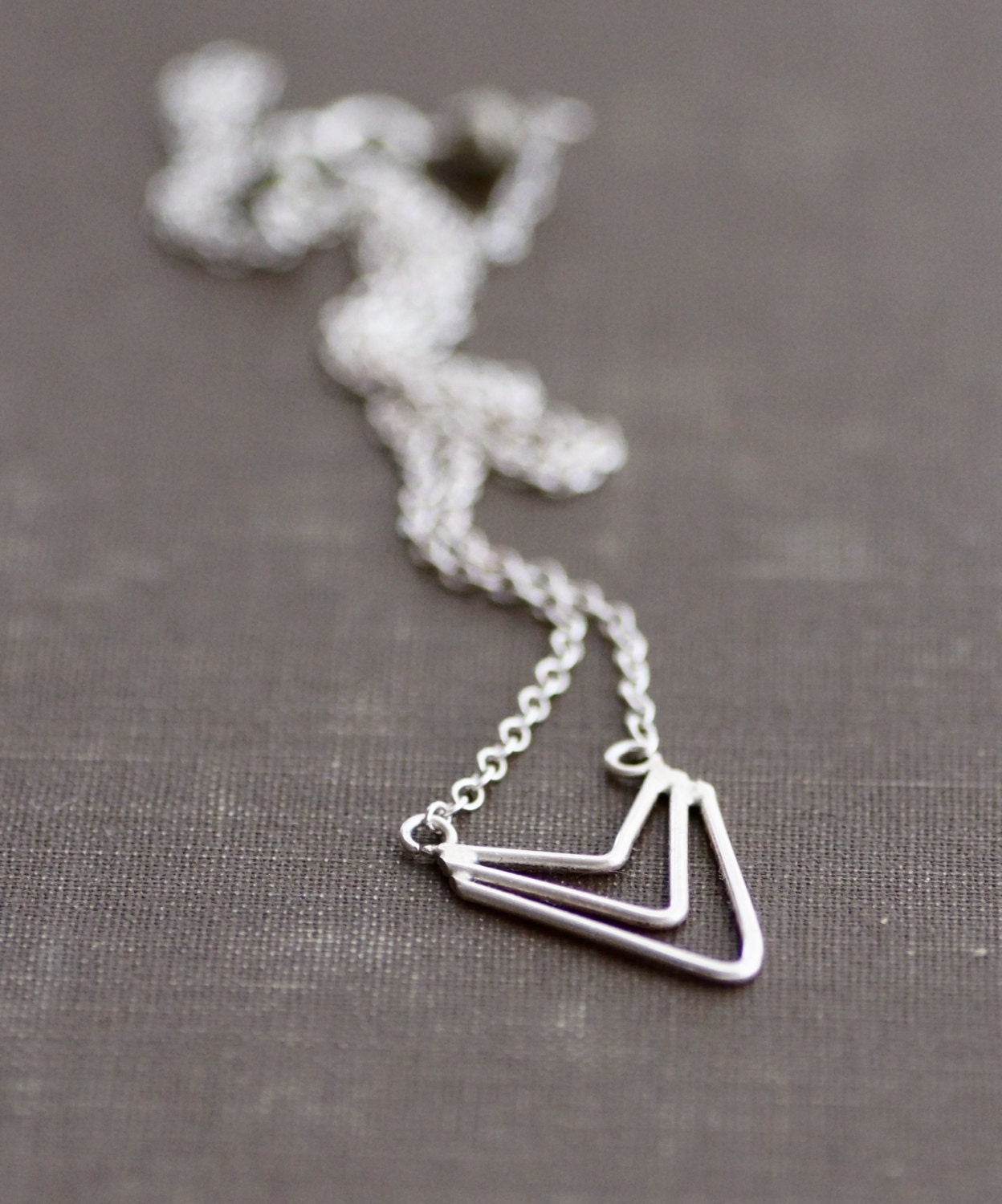 Chevron Arrow Necklace - Sterling Silver