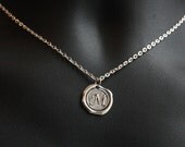 on Vacation / Initial Necklace, Monogrammed Personalized Jewelry, Alphabet Pendant, Stamped Necklace, Wax Seal Necklace, Unisex Gift