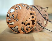Reversible Wood Art Nouveau Octopus Necklace