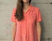 Pink Summer Blouse / Embroidered Floral Shirt / Sunny Summer Blouse