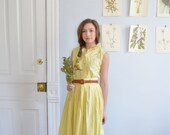 Vintage 1950s Light Yellow Skirt & Blouse Set - Size XS