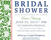 Floral Damask Bridal Shower invitation--PRINT YOUR OWN