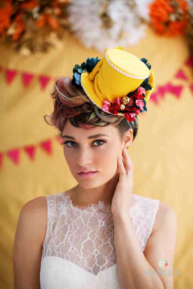 Whimsical Mini Top Hat, Wedding Hat, yellow, Pink, Red, Blue,  Birthday Party Hat, Bridesmaid , Tea Party - AS SEEN on Rock n' Roll Bride