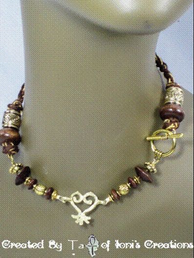 Sankofa Adinkra Beaded Crochet Necklace