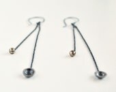 Constellation Dangle Earrings Made of Recycled Oxidized Sterling Silver and Recycled Bronze