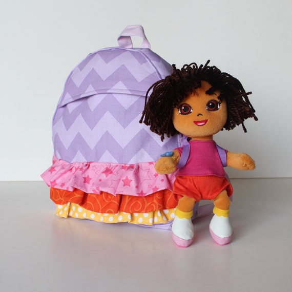 ruffled toddler backpack -- dora inspired