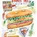 Vietnamese sandwich Banh Mi watercolor recipe illustration print, 8X10 poster, Kitchen art, Asian street food, Global cuisine wall decor