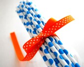 24 Royal Blue POLKA DOTS Paper Straws A515 Il_170x135