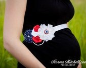 Maternity Sash - Patriotic, Military, 4th of July, Maternity Sash, Bridal Sash, Belt, Headband, Wedding -  Photo Prop