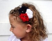 Fourth of July Baby Headband. Red, White & Navy Blue Chiffon Flower Trio Headband. Baby Hair Accessories, Baby Girls Hair Accessories