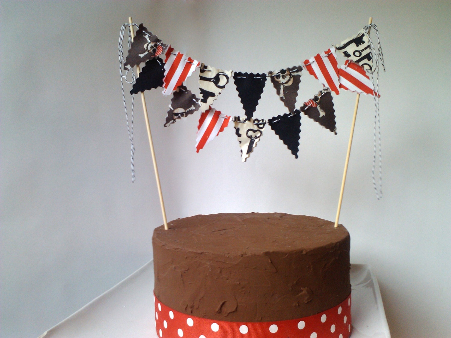 Cake Bunting Pirate Party theme Cake topper skeleton keys, stripes, black, skulls Il_170x135