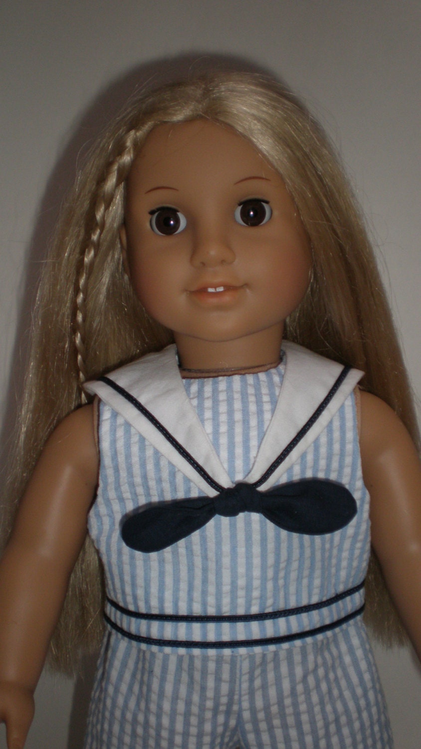 SLEEVELESS CROPPED TOP (Blue & White Striped) American Girl 18 inch doll