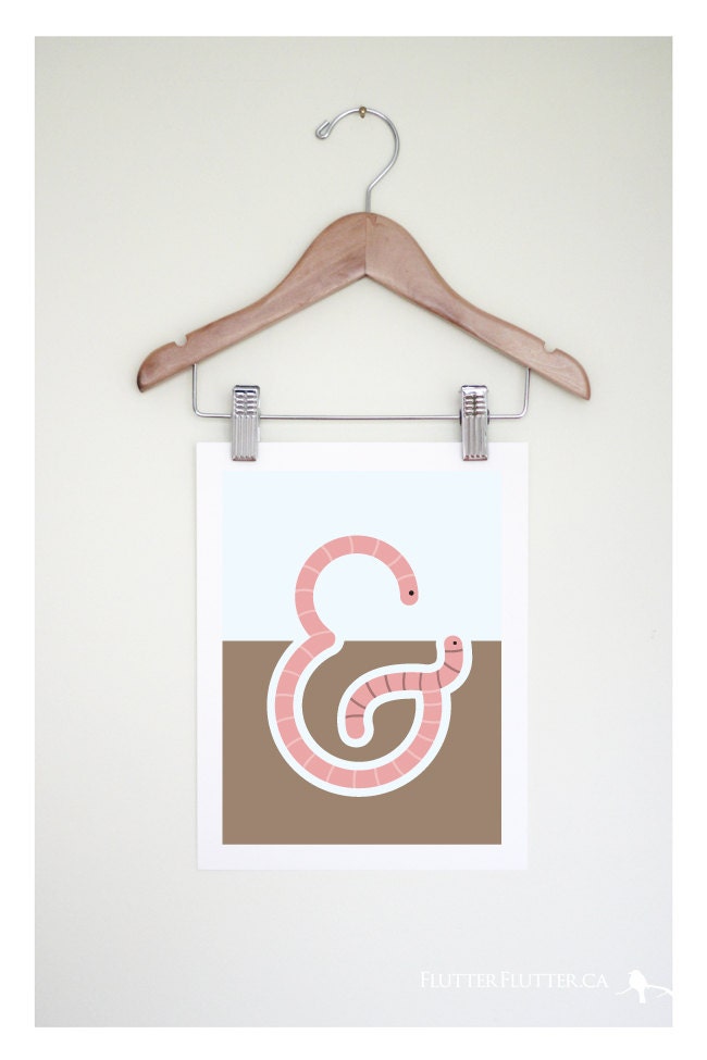 Worm Ampersand Animal Typographic Art Print