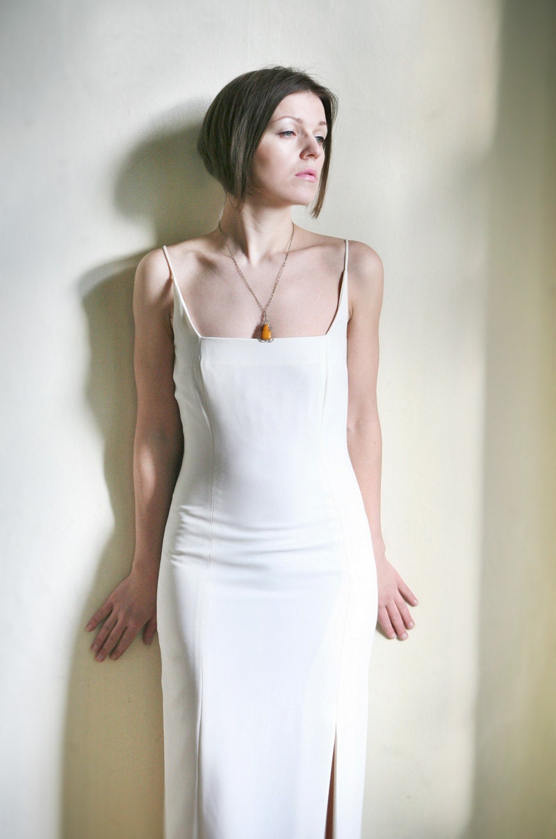 White maxi Dress - Fitting Summer Wedding Dress size Small