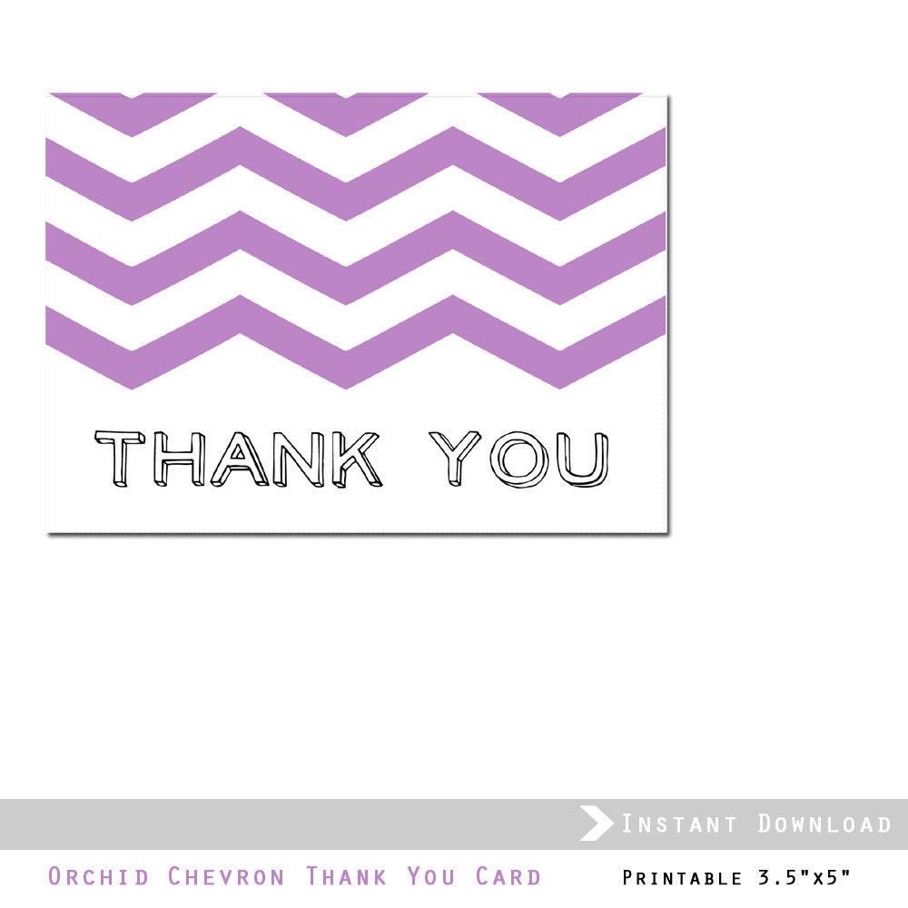 DIY Chevron Thank You Card Printable - Orchid Purple- In the Details -