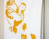 Hen with Chicks Tea Towel