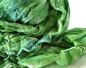 Pleated Silk Scarf, Hand-Dyed, Greens