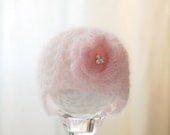 New Mother Gift - Lacy Newborn Hat - Photography Prop - Blush Pink Baby Hat - Newborn Photo Prop - Mohair Hat - Vintage Inspired
