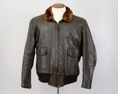 1960s G-1 Navy Flight Jacket Leather Bomber Jacket Fur Collar