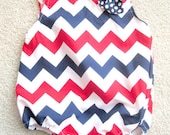 Red White and Blue Patriotic Baby Romper