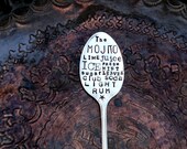 MOJITO COCKTAIL RECIPE Spoon - Poster Art Style - Hand Stamped Tall Teaspoon - The Original by Sycamore Hill
