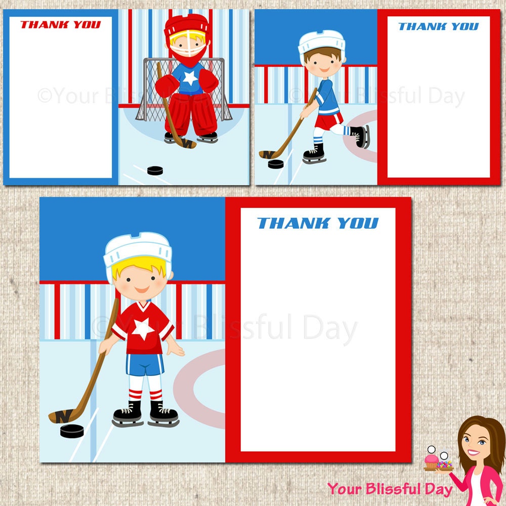 PRINTABLE Hockey Thank You Cards (Character of your choice) Il_170x135