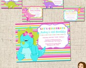 PRINTABLE Girl Dinosaur Party Invitations Il_170x135