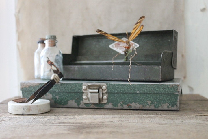 v i n t a g e industrial metal storage boxes