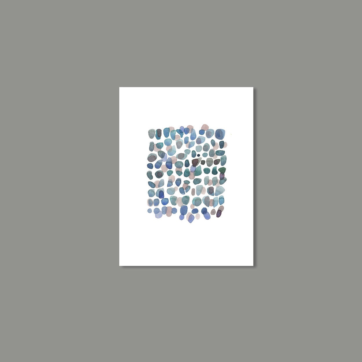 Sea glass green grey aqua Beach Finds seaglass modern painting Watercolor painting bright  white - Nautical Home decor 9 x 12"